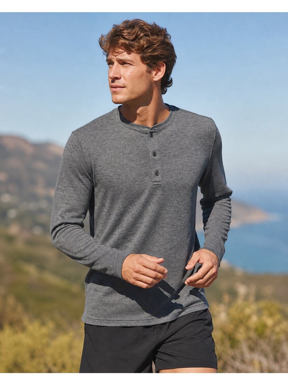SKECHERS Mens Performance Lightweight Henley Long Sleeve Pullover Shirt Large
